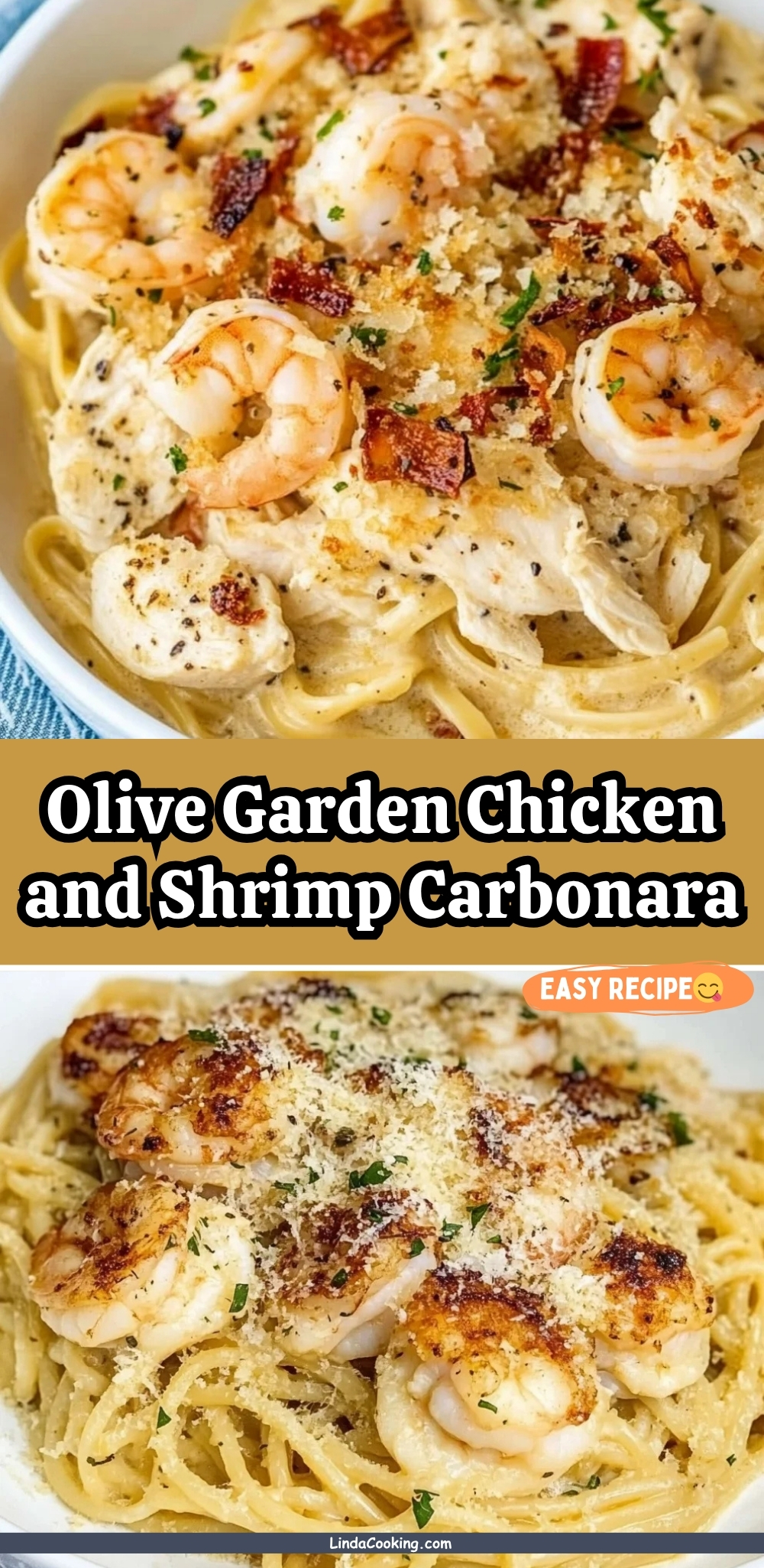 Olive Garden Chicken and Shrimp Carbonara