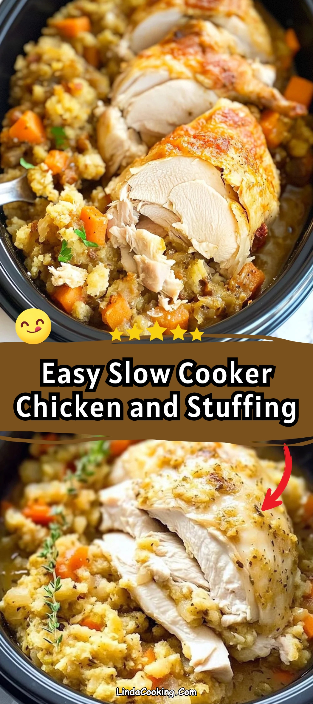 EASY SLOW COOKER CHICKEN AND STUFFING