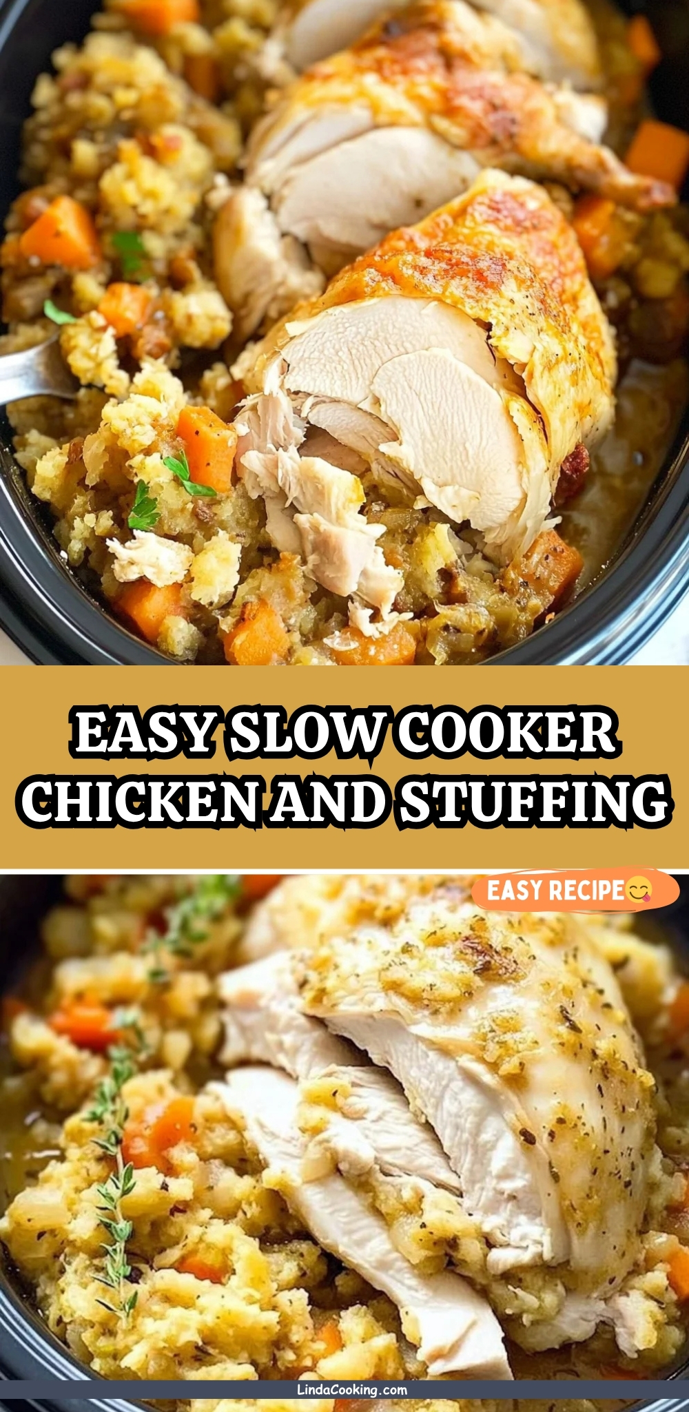 EASY SLOW COOKER CHICKEN AND STUFFING