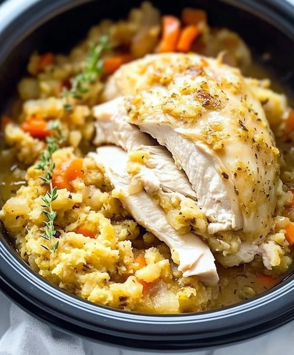 EASY SLOW COOKER CHICKEN AND STUFFING