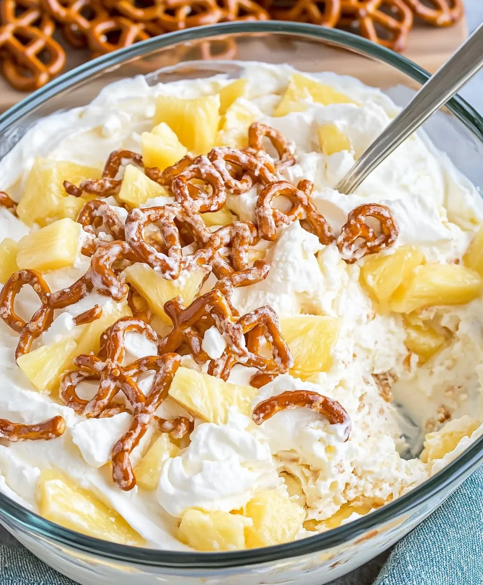 Easy Pineapple Pretzel Fluff Salad
