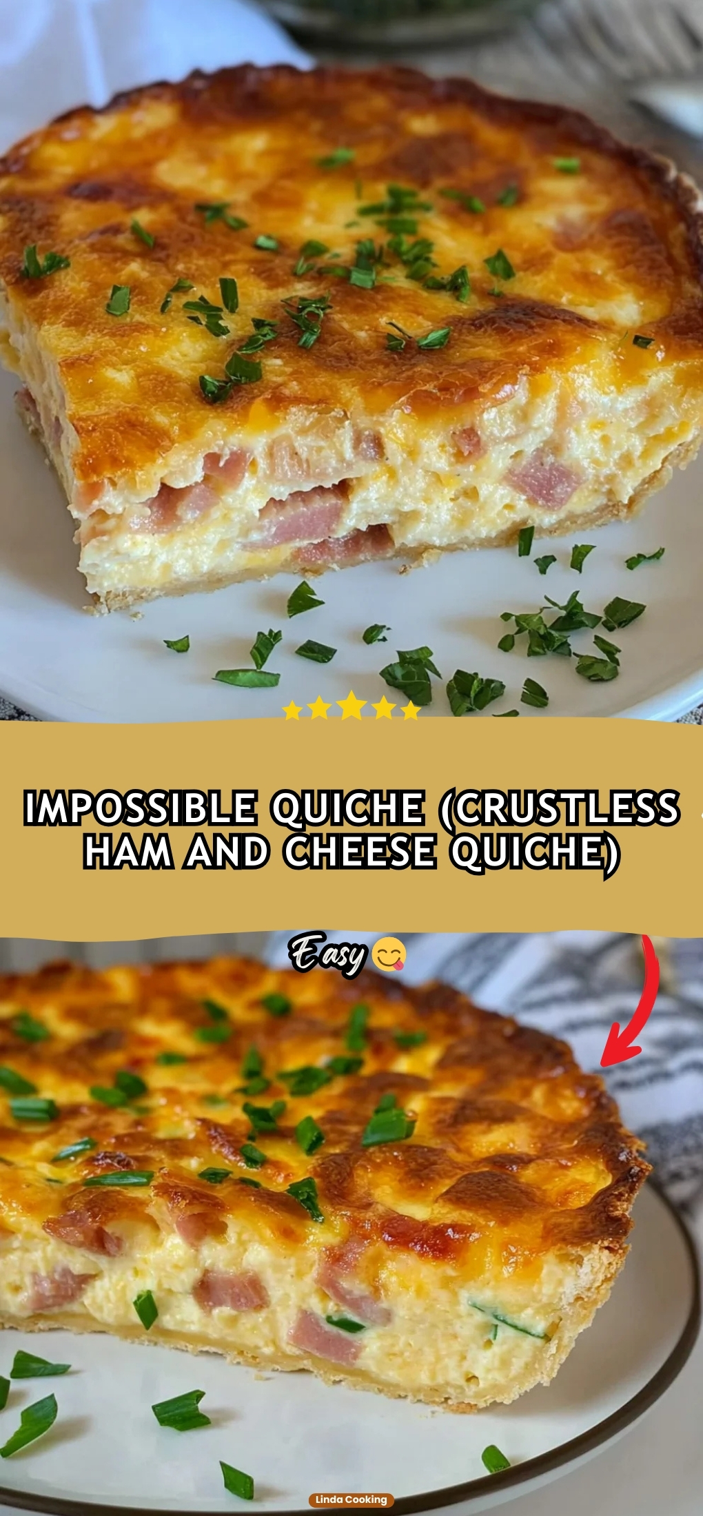 IMPOSSIBLE QUICHE (CRUSTLESS HAM AND CHEESE QUICHE)