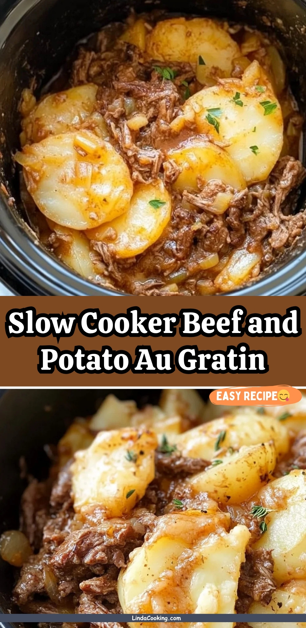 Slow Cooker Beef and Potato Au Gratin