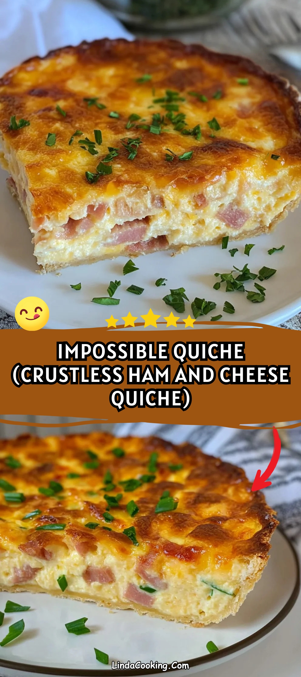 IMPOSSIBLE QUICHE (CRUSTLESS HAM AND CHEESE QUICHE)