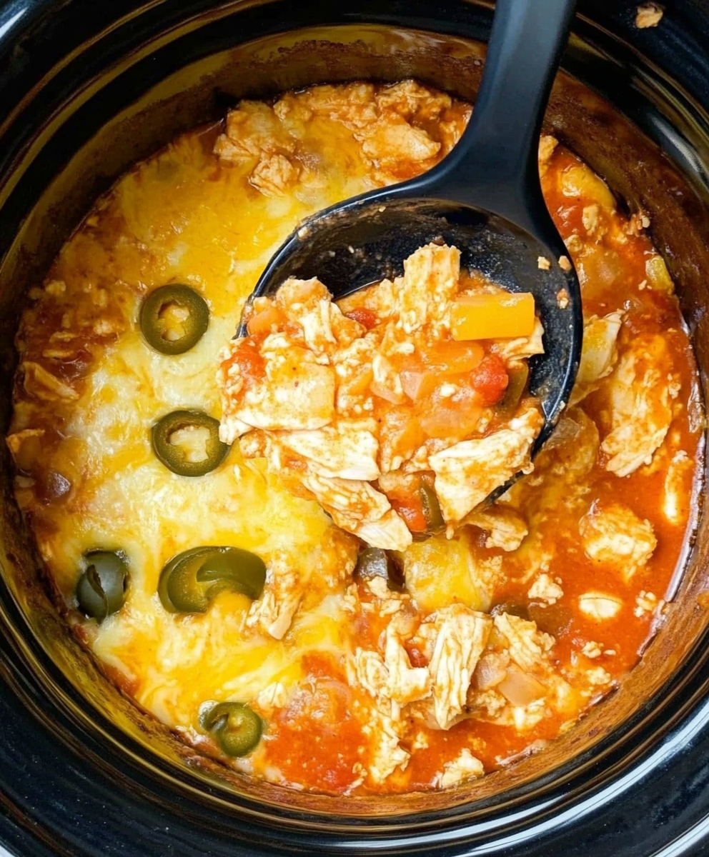 Slow Cooker Chicken Enchilada Casserole