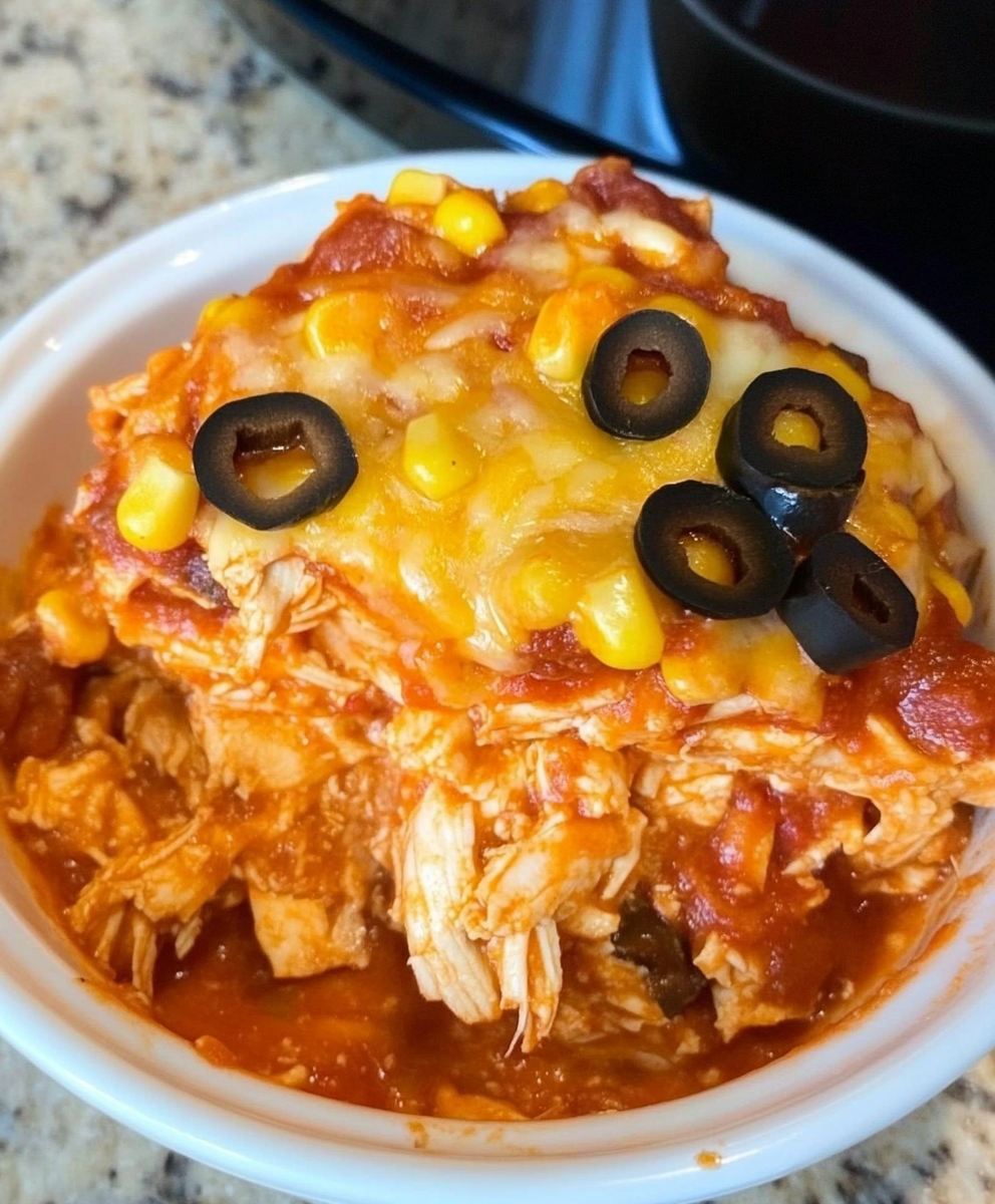 Slow Cooker Chicken Enchilada Casserole