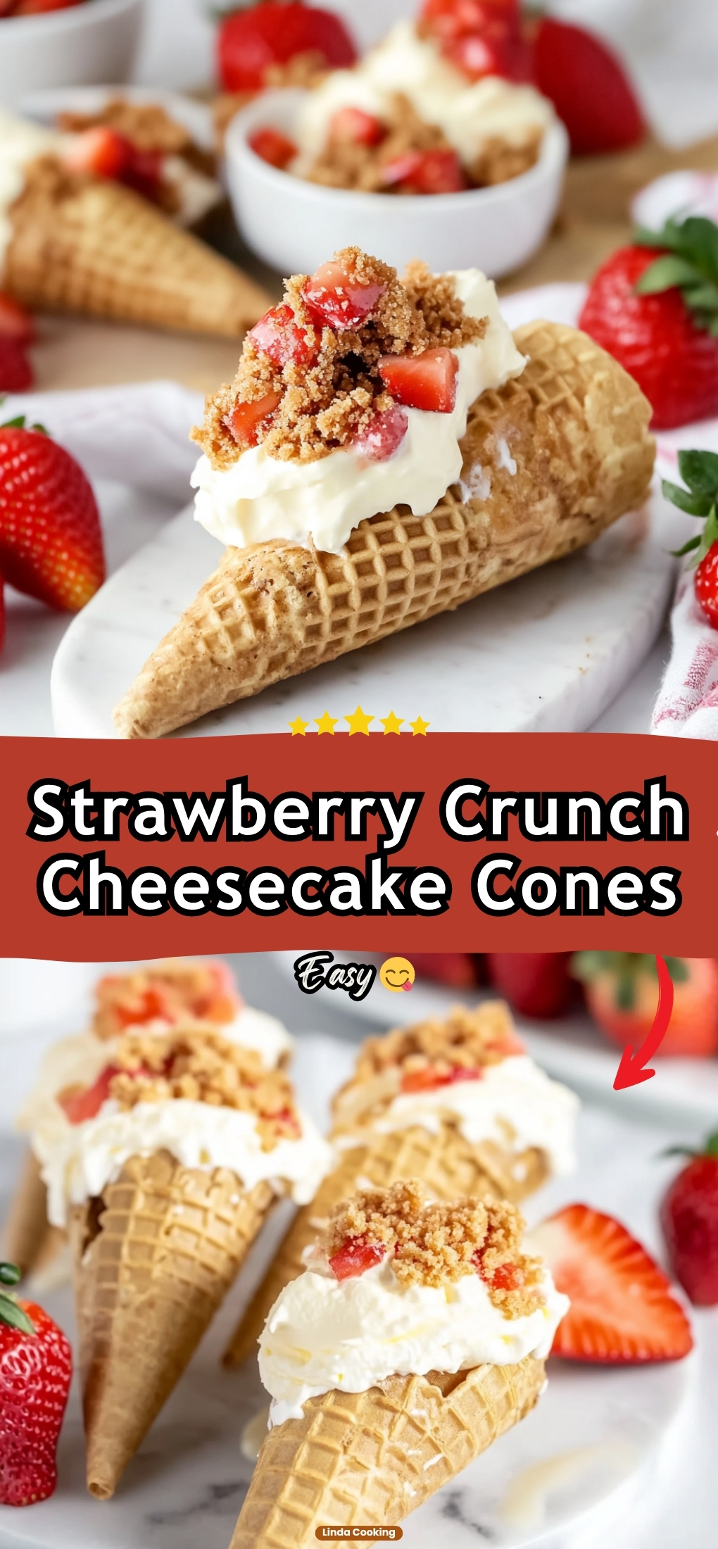 Strawberry Crunch Cheesecake Cones