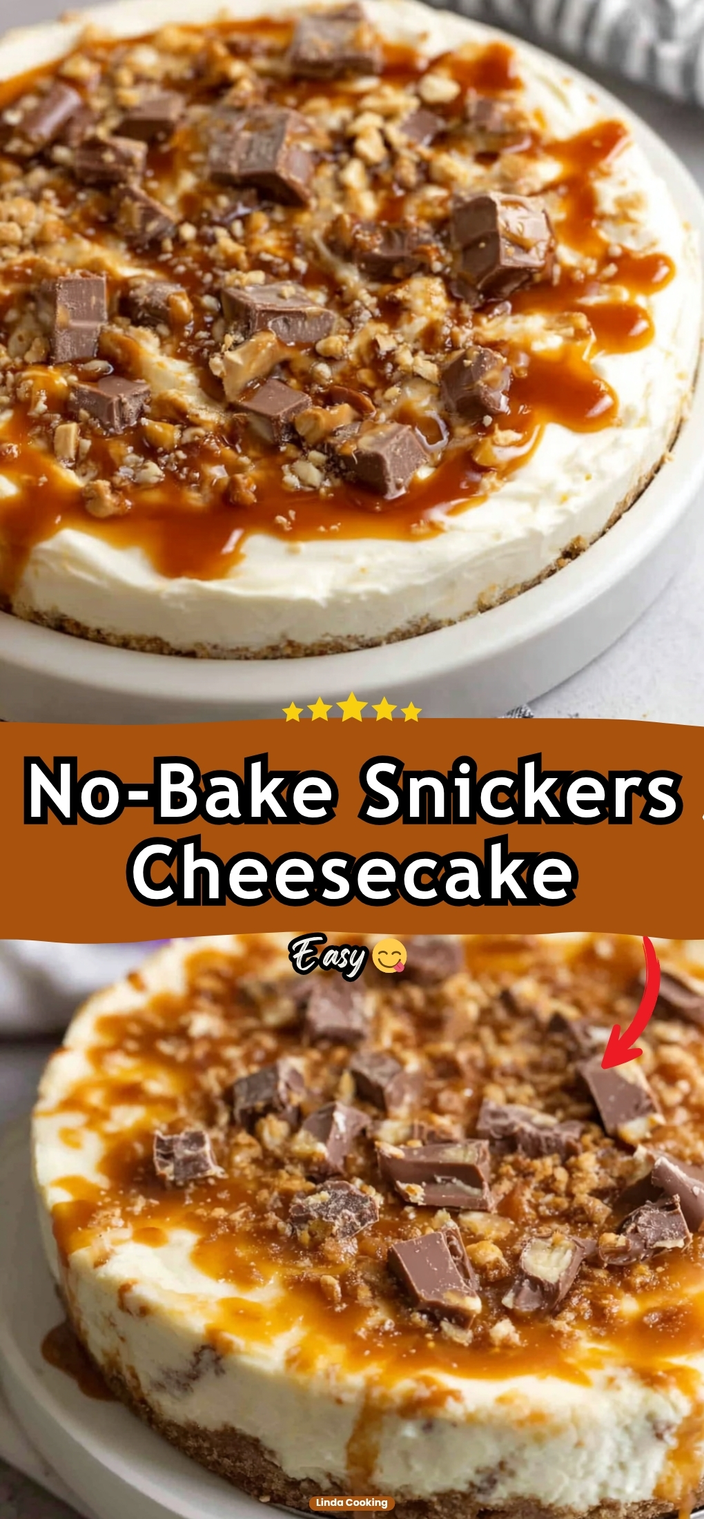 No-Bake Snickers Cheesecake