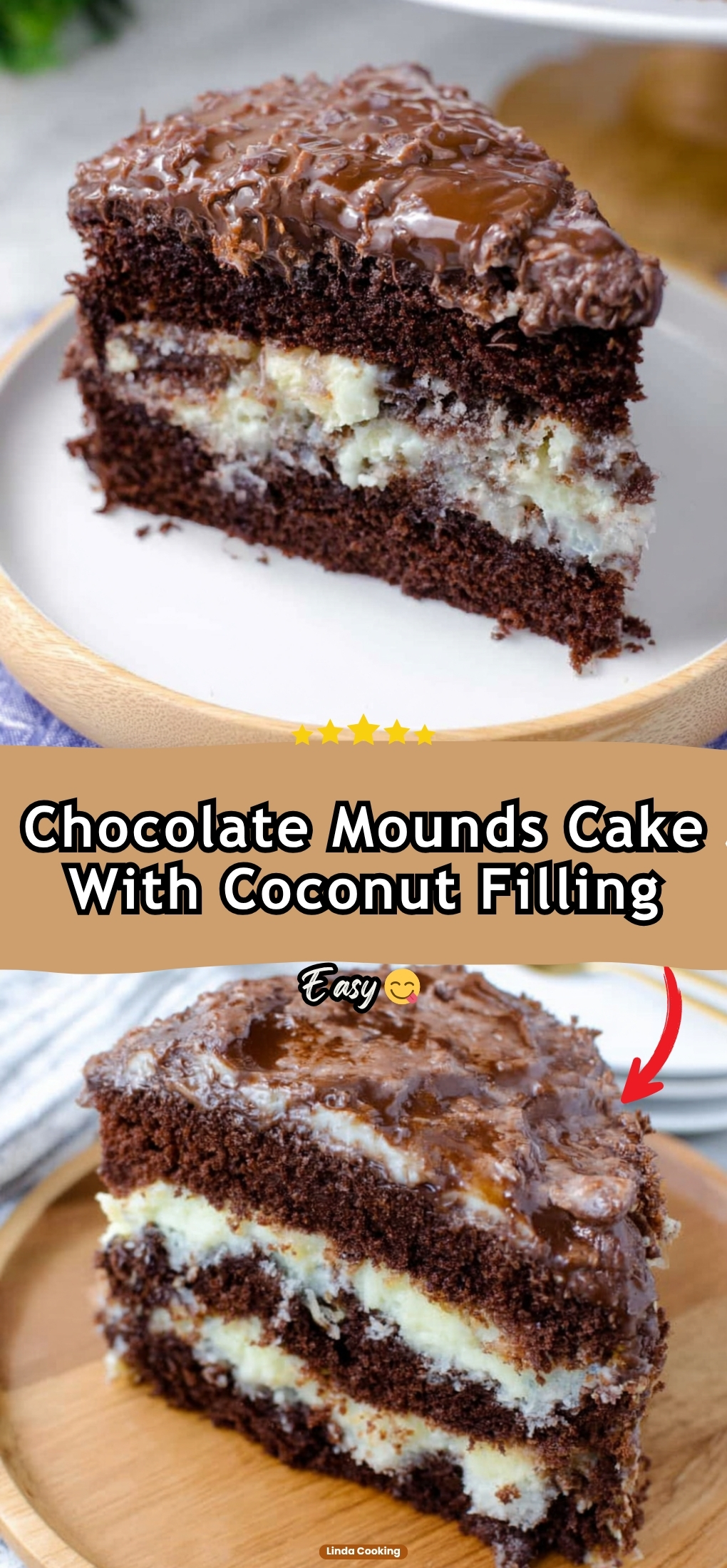 Chocolate Mounds Cake With Coconut Filling