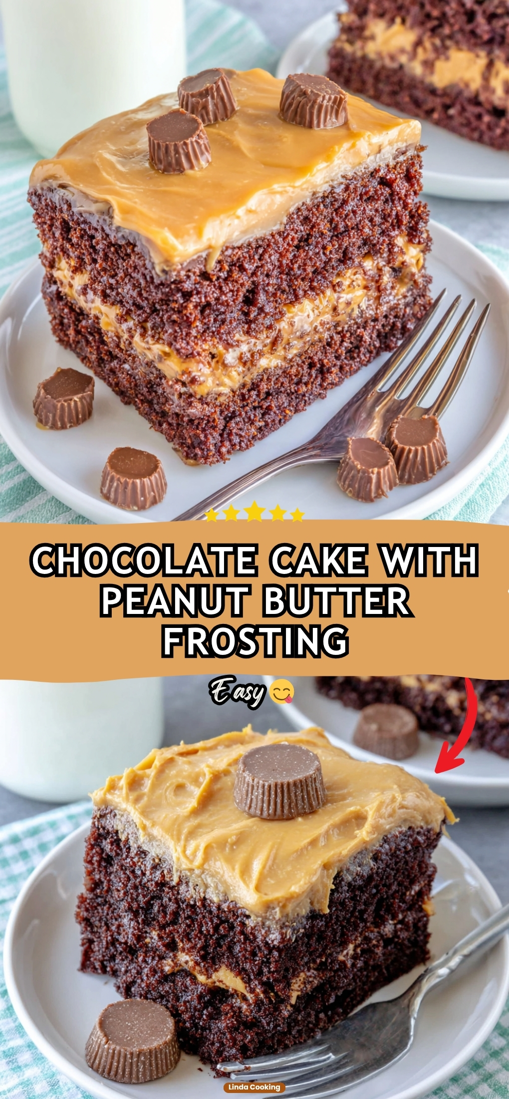 CHOCOLATE CAKE WITH PEANUT BUTTER FROSTING
