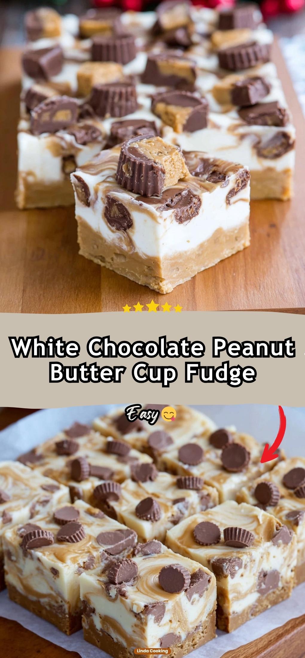 White Chocolate Peanut Butter Cup Fudge