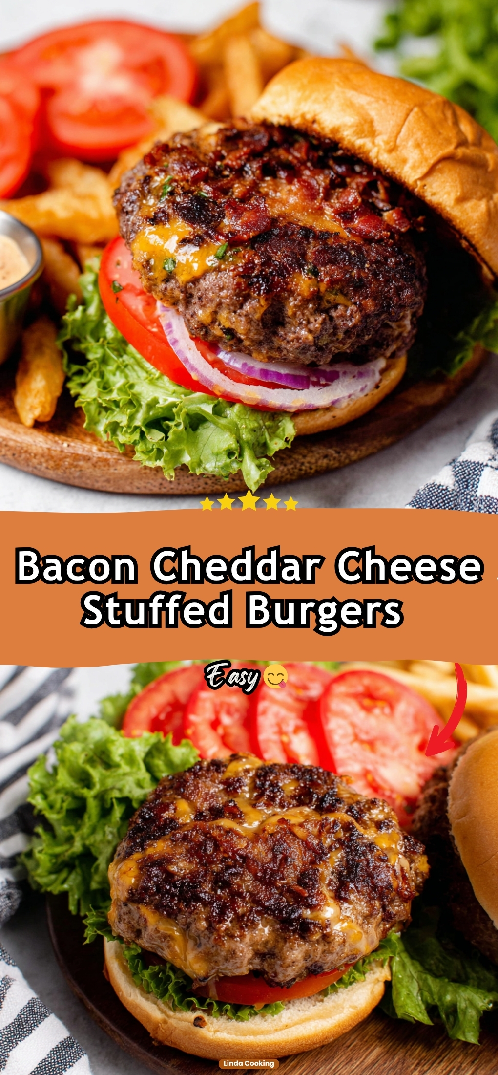 Bacon Cheddar Cheese Stuffed Burgers Recipe (Best Grilled Burgers!)