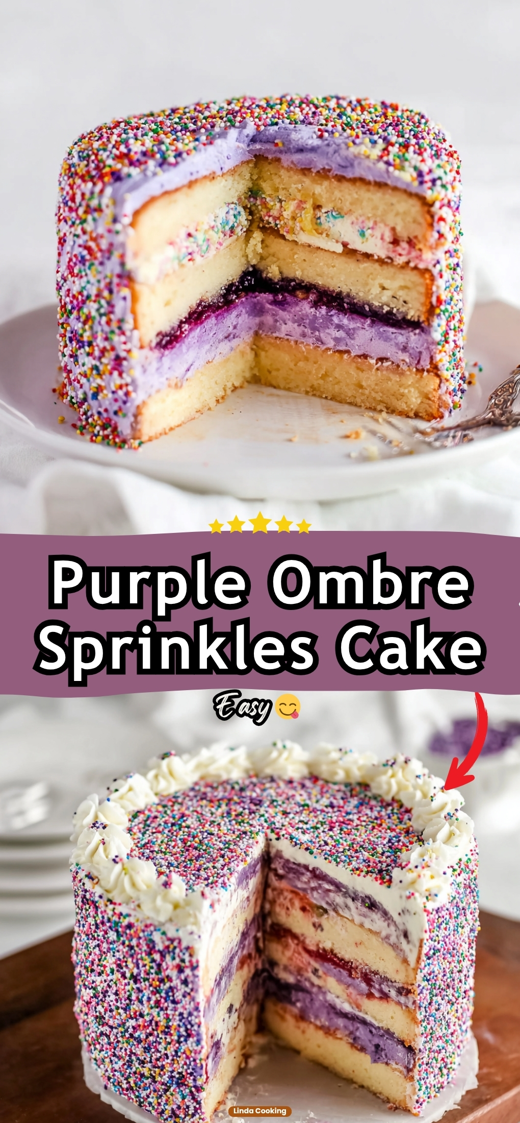 Purple Ombre Sprinkles Cake