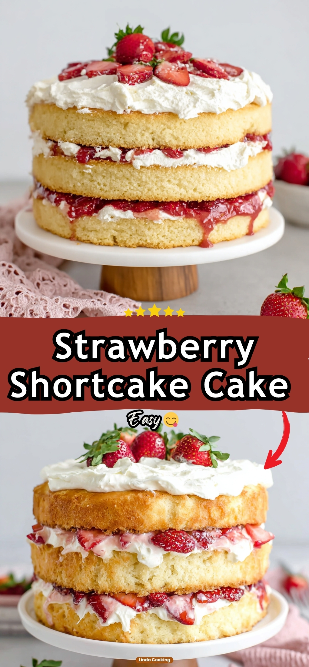 Strawberry Shortcake Cake with Mascarpone Cream