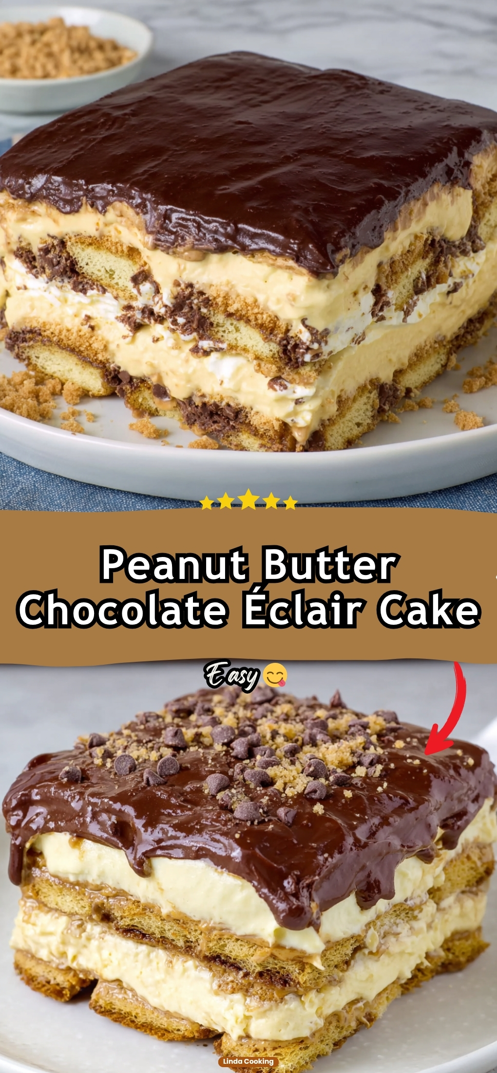 Peanut Butter Chocolate Éclair Cake
