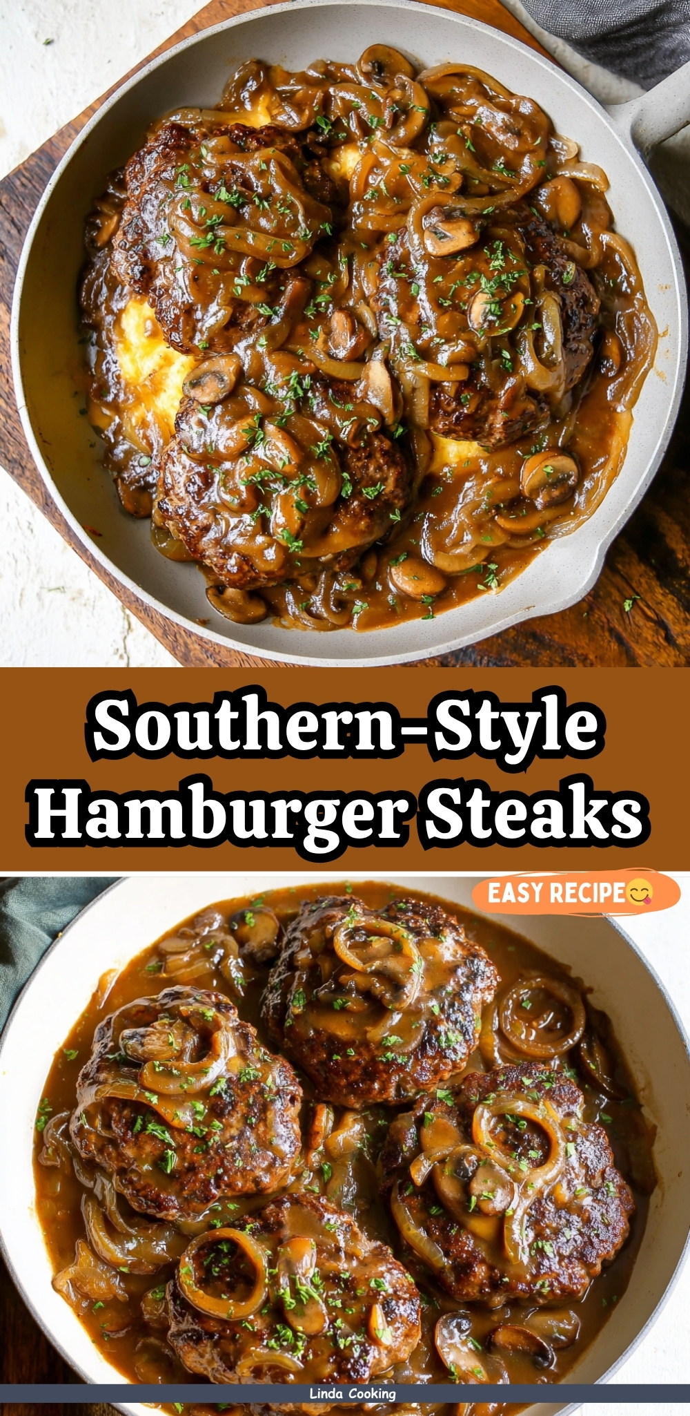 Southern-Style Hamburger Steaks with Onion and Mushroom Gravy