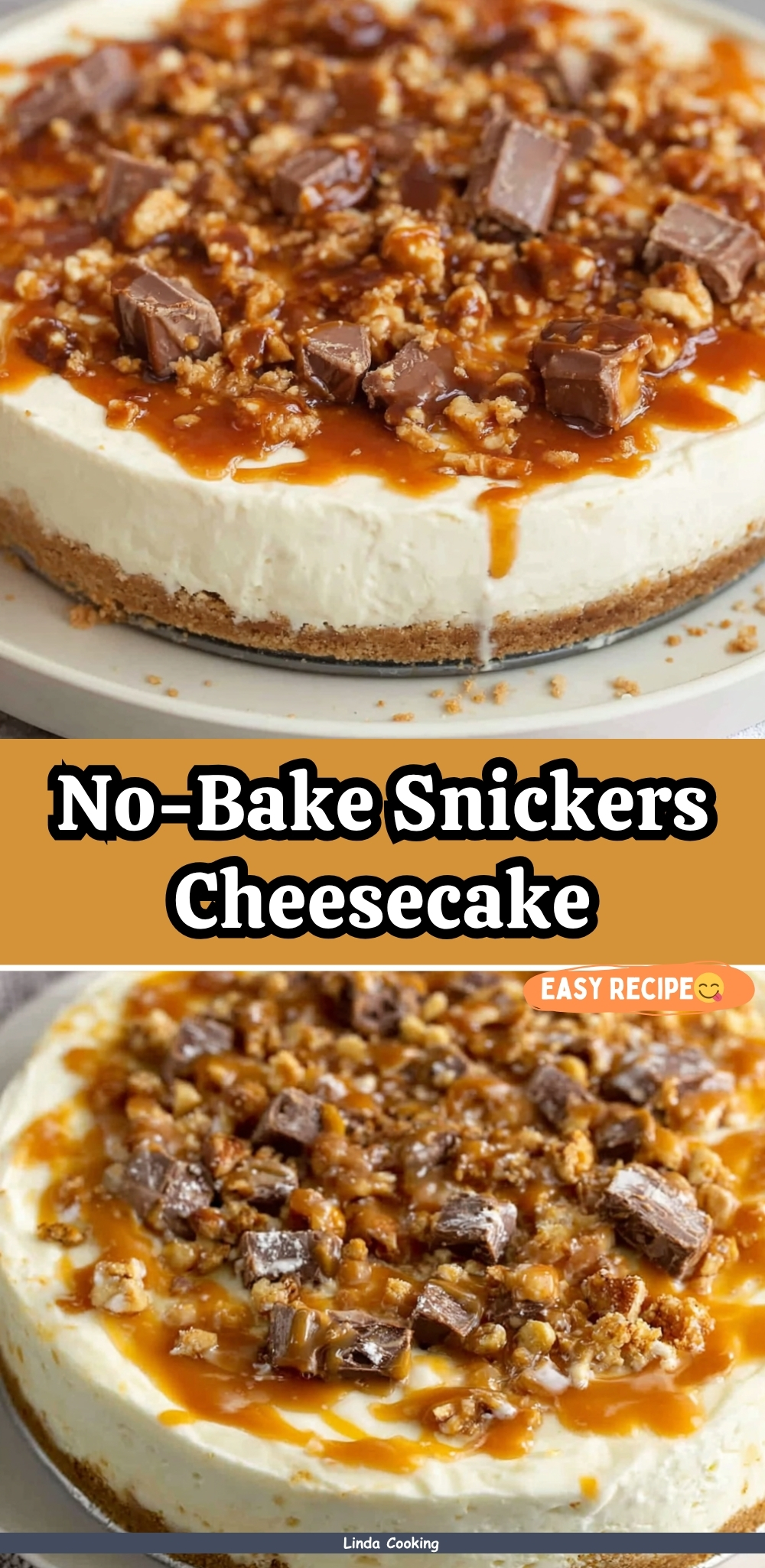 No-Bake Snickers Cheesecake