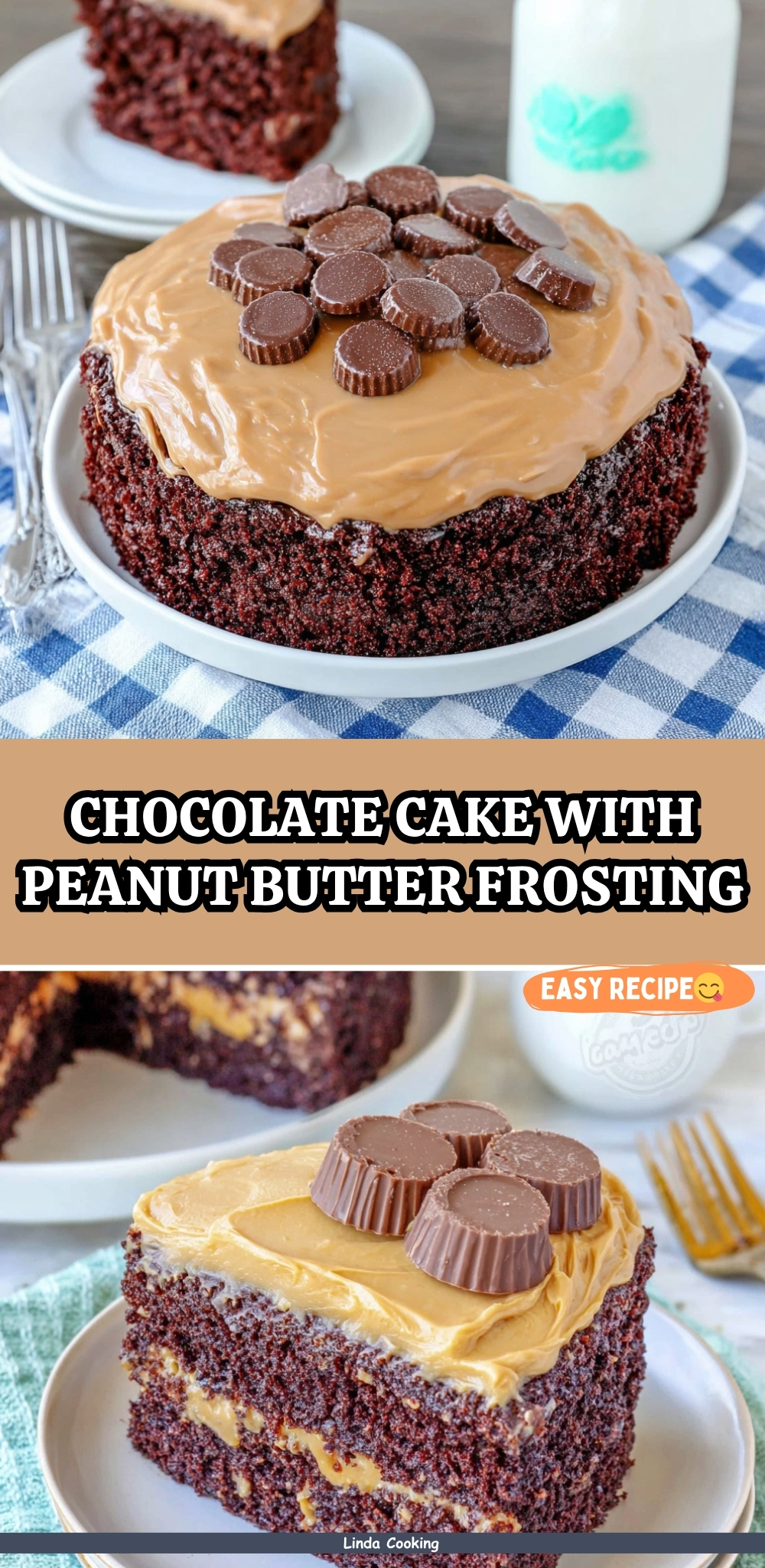 CHOCOLATE CAKE WITH PEANUT BUTTER FROSTING