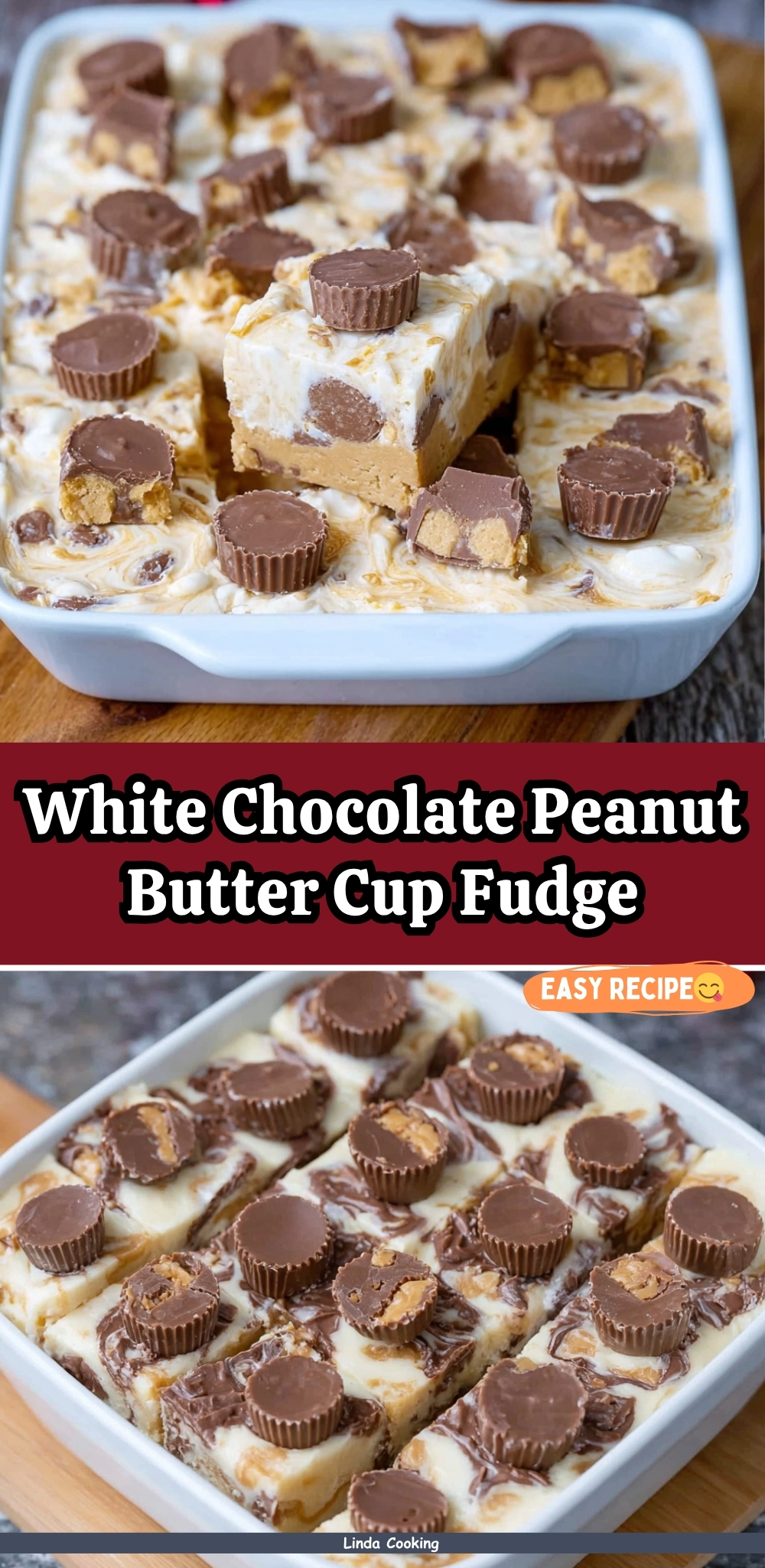 White Chocolate Peanut Butter Cup Fudge