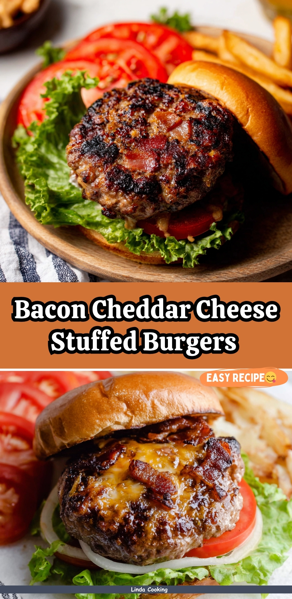 Bacon Cheddar Cheese Stuffed Burgers Recipe (Best Grilled Burgers!)