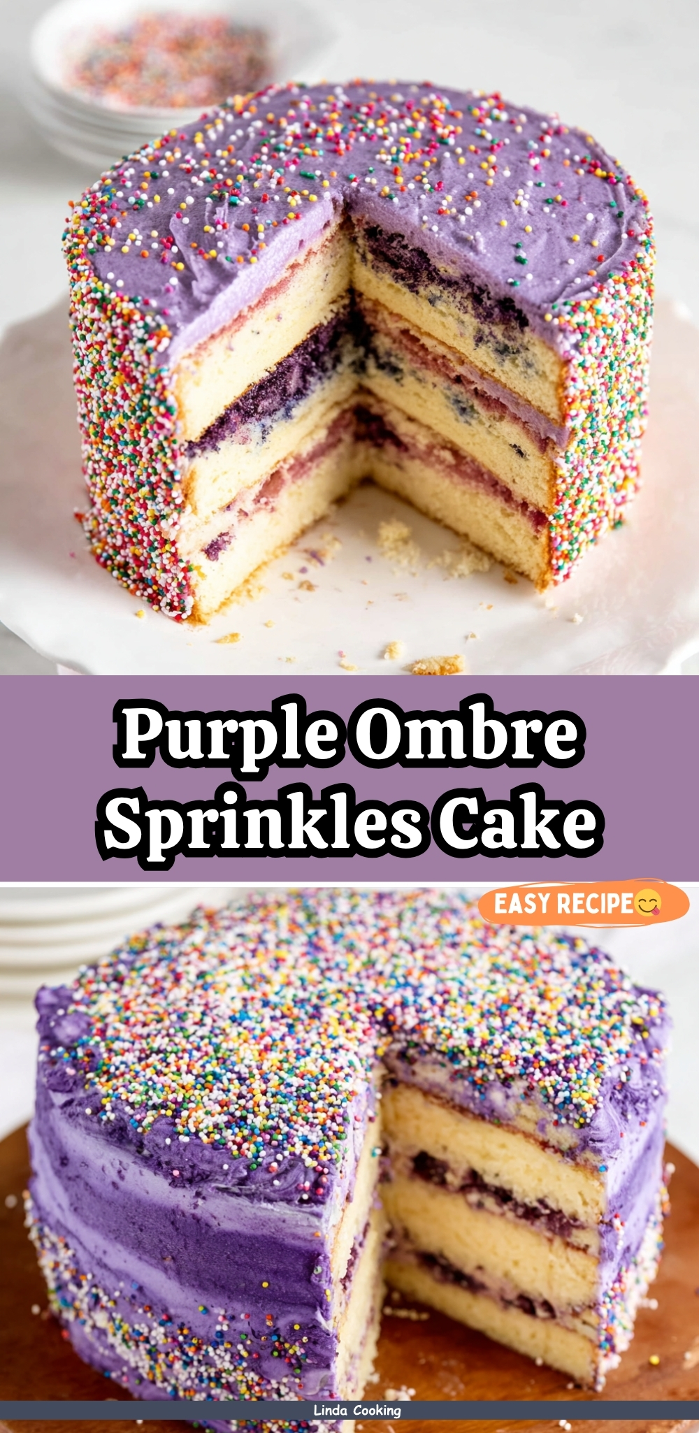 Purple Ombre Sprinkles Cake