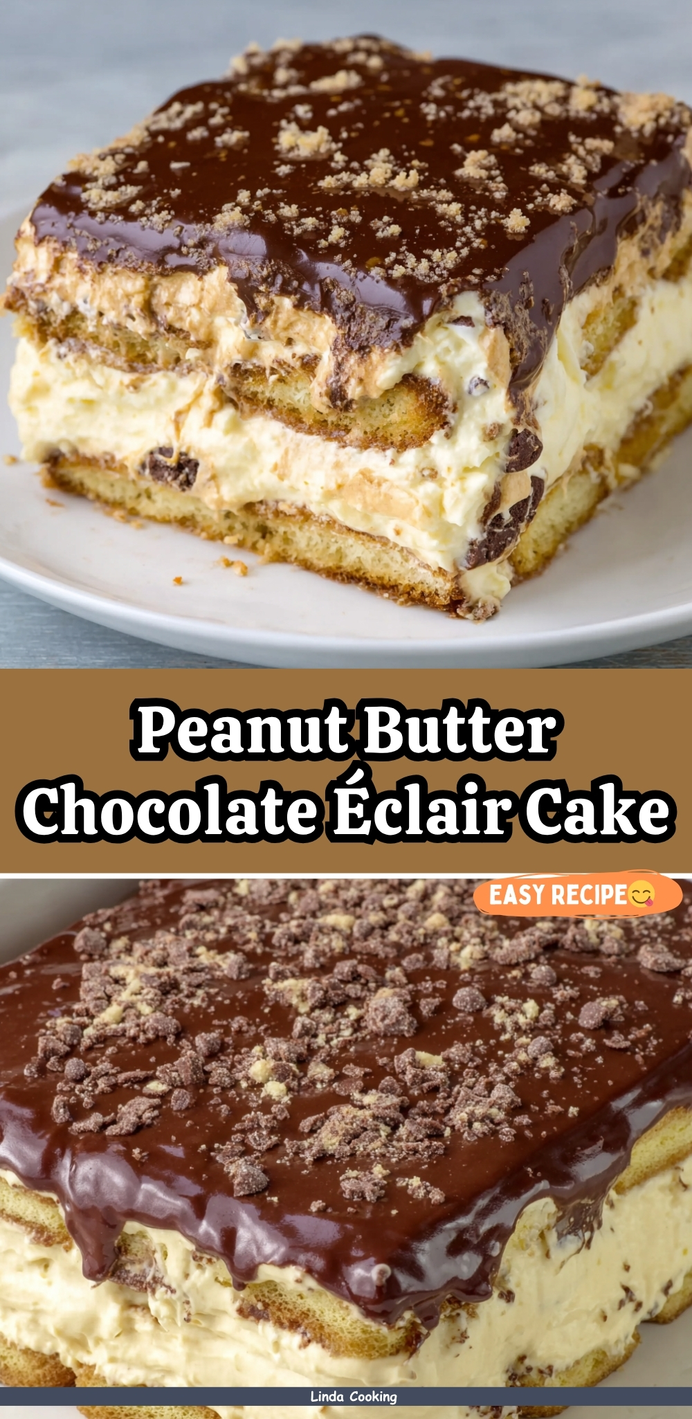 Peanut Butter Chocolate Éclair Cake